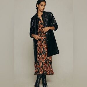 Maeve Faux Leather Crinkled Coat NWOT